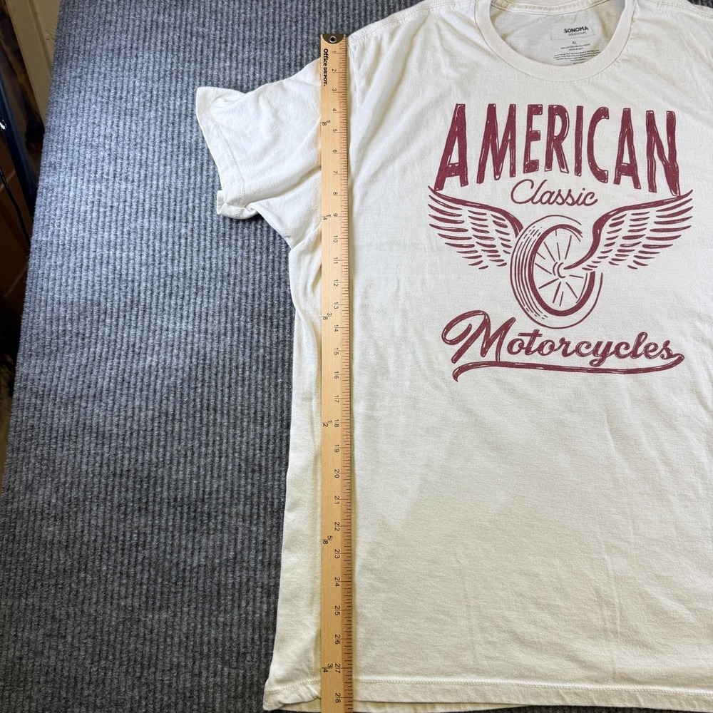 Sonoma Goods for Life American Classic Motorcycles Graphic T-Shirt Mens XL Cream - Picture 5 of 7